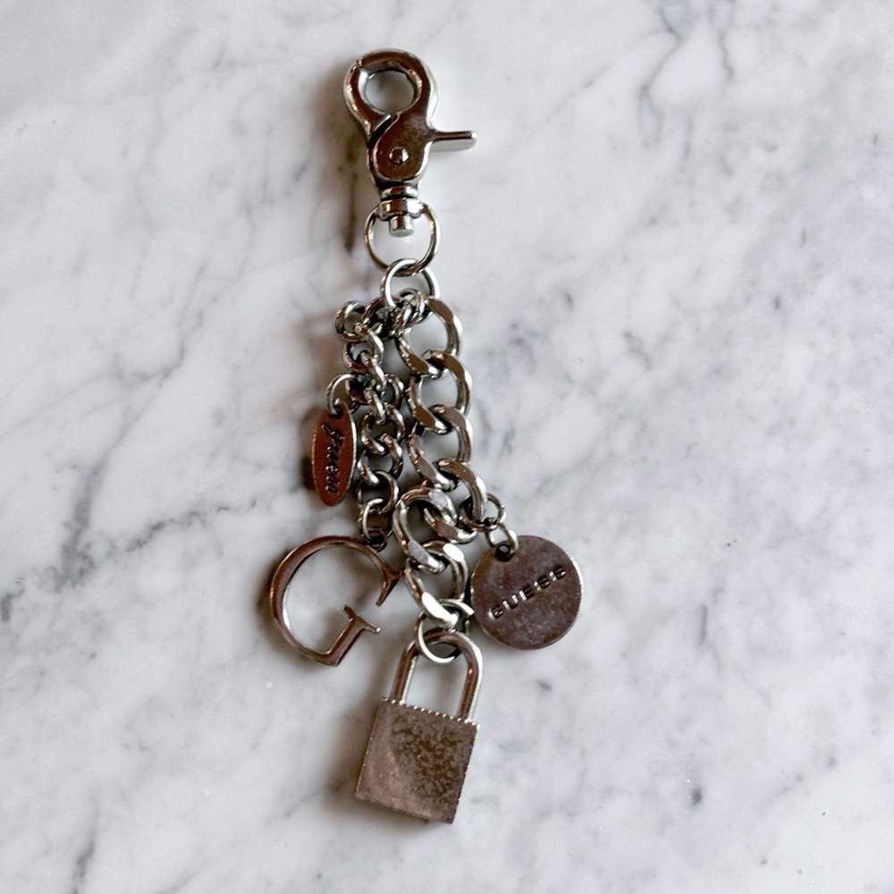 Guess Metal Charm Keychain